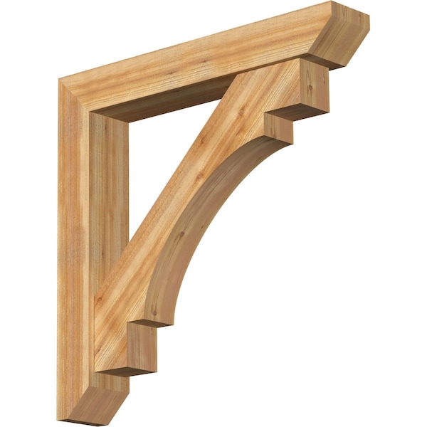 Ekena Millwork Merced Slat Rough Sawn Bracket w/ Offset Brace, Western Red Cedar, 8"W x 48"D x 48"H BKT0806X48X48MRC06RWR - main